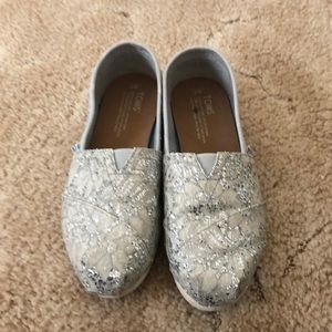TOMS glitter slip-ons size 7